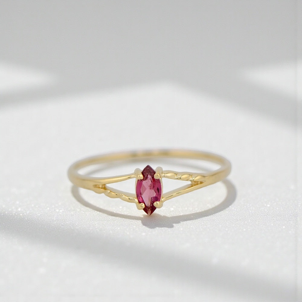 10k Yellow Gold Marquise Petite Birthstone Rings- Sparkle & Jade-SparkleAndJade.com 