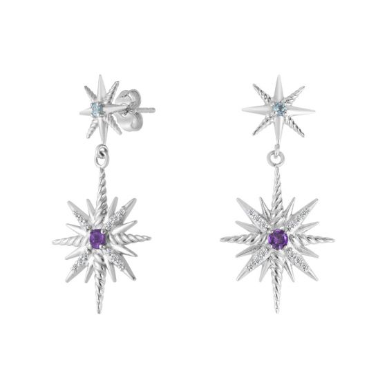 Constellation Cable Drop Gemstone & Diamond Earrings- Sparkle & Jade-SparkleAndJade.com PGER13424