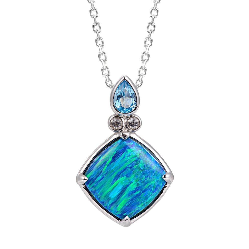 Alamea Prismé Opal, Aquamarine and White Topaz Caribbean Sea Pendant- Sparkle & Jade-SparkleAndJade.com 