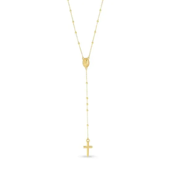 14k Gold 26" Rosary Necklace- Sparkle & Jade-SparkleAndJade.com 