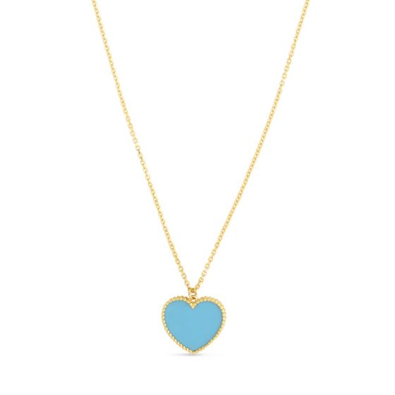 14k Gold Turquoise Heart Pendant Necklace- Sparkle & Jade-SparkleAndJade.com RC14106-18