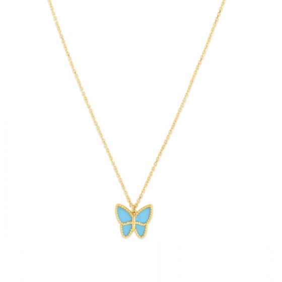 14k Gold Turquoise Butterfly Necklace- Sparkle & Jade-SparkleAndJade.com RC14127-18
