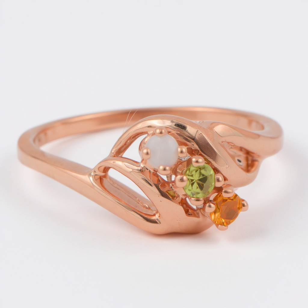 Diagonal Swirl Mother's Family Birthstone Ring- Sparkle & Jade-SparkleAndJade.com 