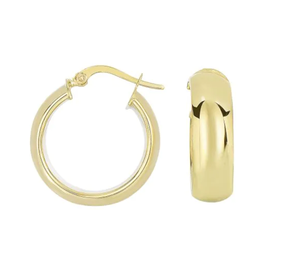 10K Gold Polished Tube Hoop Earrings- Sparkle & Jade-SparkleAndJade.com 