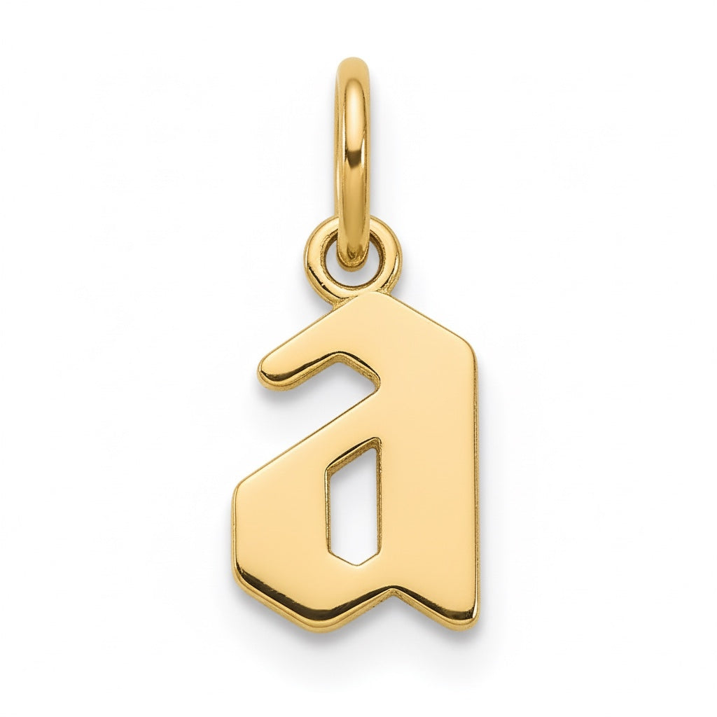 14k Gold Gothic Font Lowercase Initial Charm Pendant - Various Letters ...