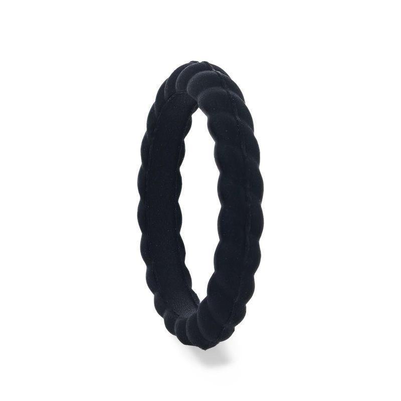 STONE Stackable Black Twist Silicone Ring - 2mm - Free with Purchase of any Thorsten Ring- Sparkle & Jade-SparkleAndJade.com 