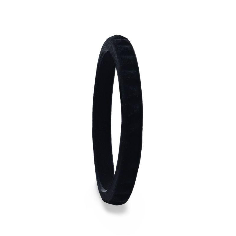 SHADOWPLAY Stackable Faceted Black Silicone Ring - 2mm - Free with Purchase of any Thorsten Ring- Sparkle & Jade-SparkleAndJade.com 