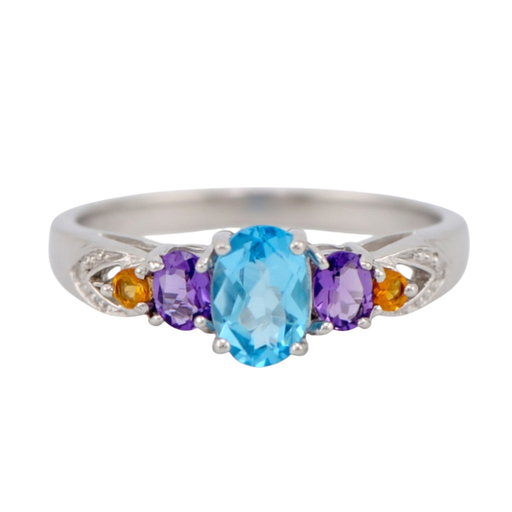 Sterling Silver Light Swiss Blue Topaz Amethyst Citrine  display picture 3