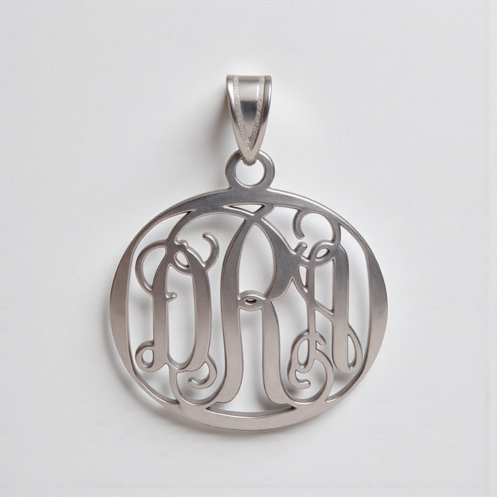 Small 18mm Circle Monogram Pendant - Sterling Silver or Solid Gold- Sparkle & Jade-SparkleAndJade.com 