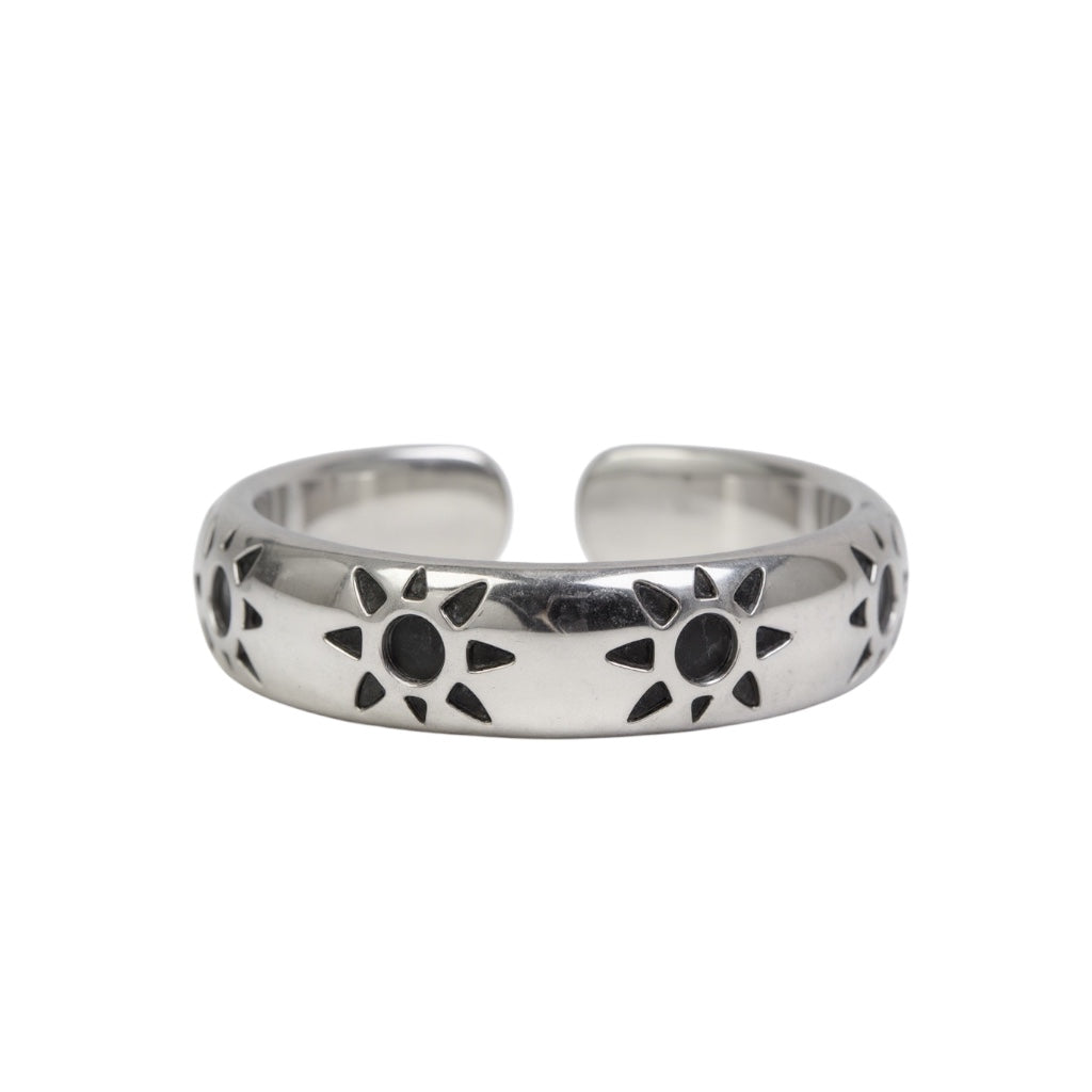 Sterling Silver Antiqued Sun Toe Ring- Sparkle & Jade-SparkleAndJade.com 