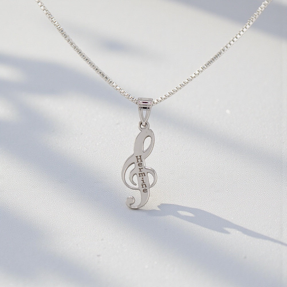Musical Note Treble Clef Name Personalized Pendant- Sparkle & Jade-SparkleAndJade.com 