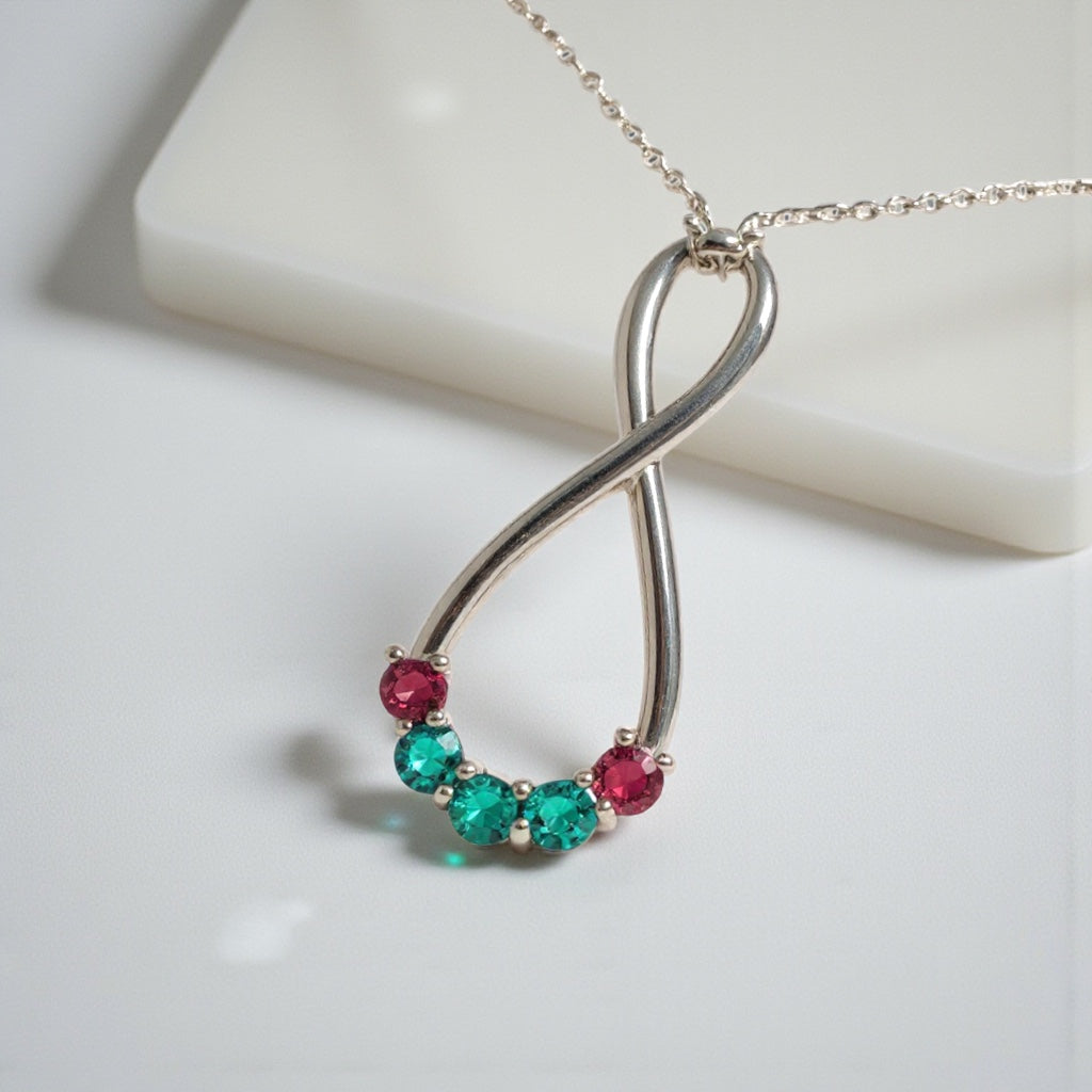 Vertical Infinity Mother's Family Birthstone Pendant or Necklace- Sparkle & Jade-SparkleAndJade.com 
