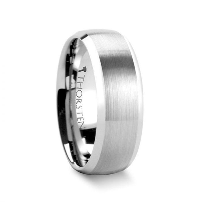 Thorsten POLARIS Domed Brushed Finish Tungsten Ring with Polished Bevels - 6mm or 8mm- Sparkle & Jade-SparkleAndJade.com W338-DBT-8mm-5