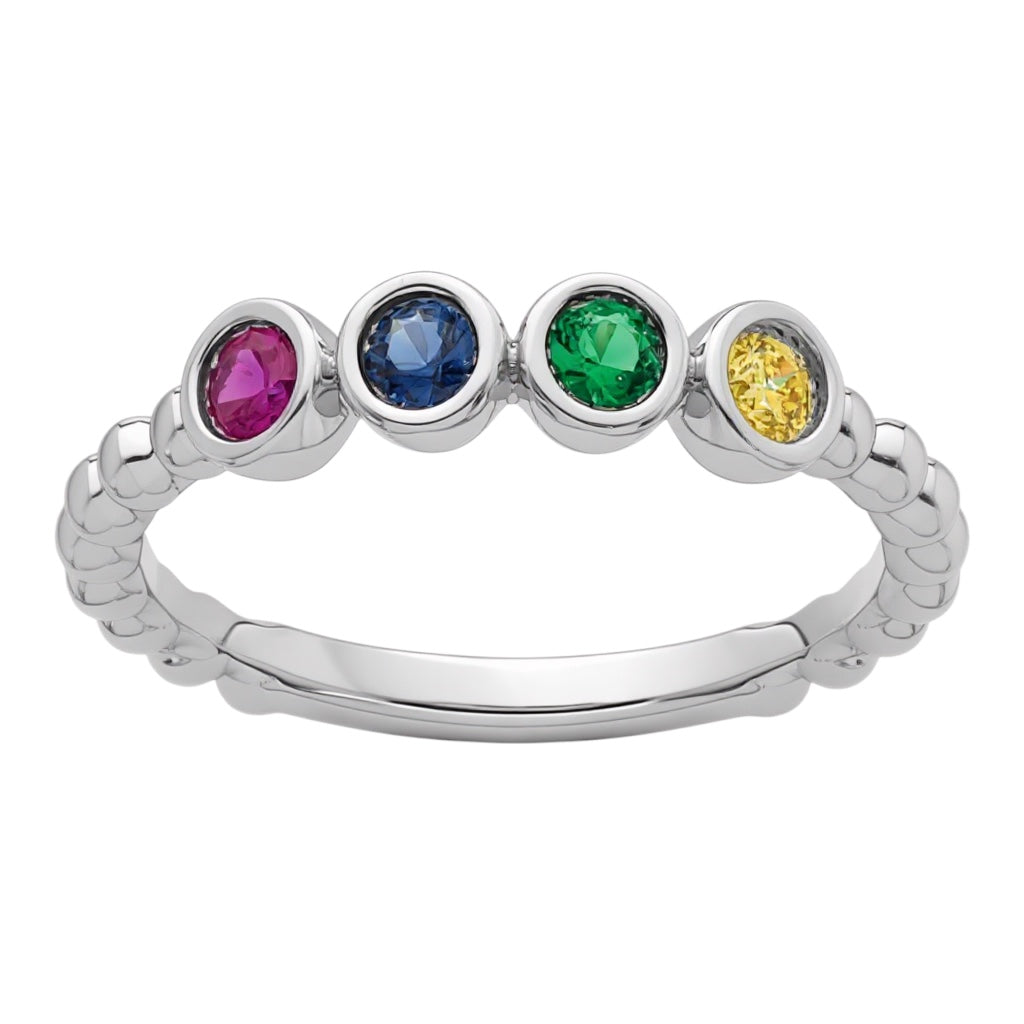 14k Gold 2.5mm Round Bezel Set Birthstone Mother's Family Ring- Sparkle & Jade-SparkleAndJade.com 