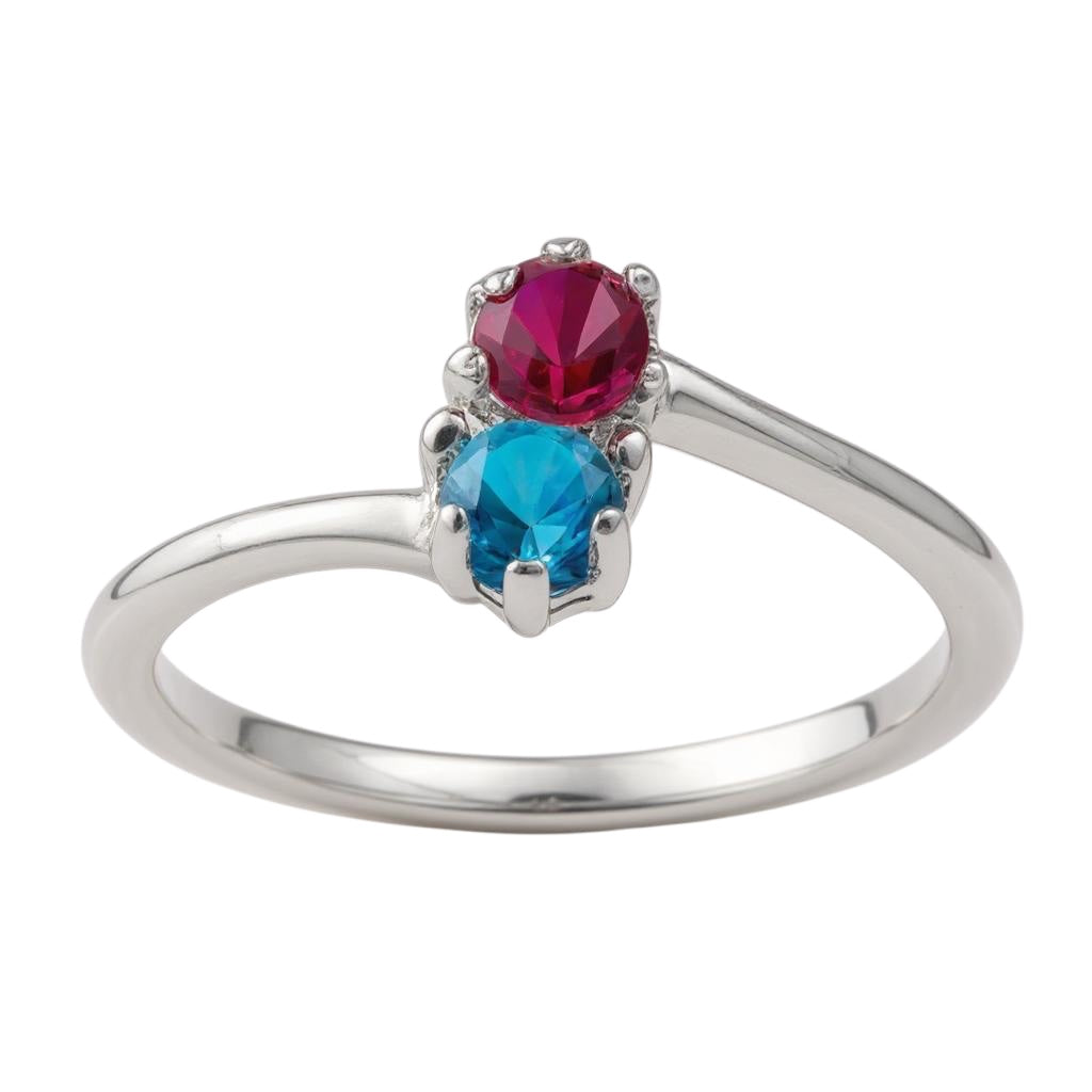 10k or 14k Gold Petite 2 Stone Birthstone Couples or Mother's Ring- Sparkle & Jade-SparkleAndJade.com 