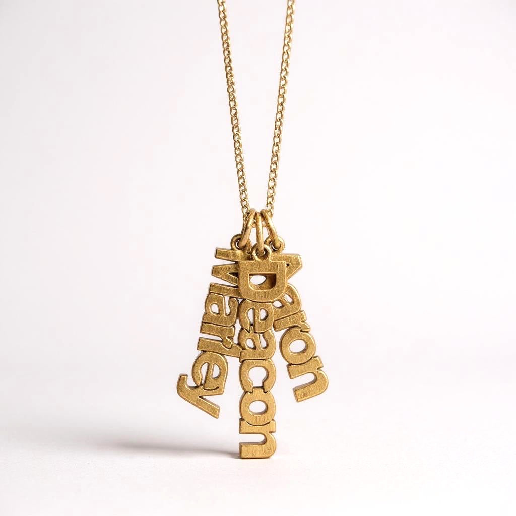 Satin Finish Multiple Name Charm Pendant Necklace- Sparkle & Jade-SparkleAndJade.com 