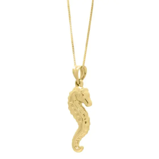 10k Gold Seahorse Pendant 18" Necklace- Sparkle & Jade-SparkleAndJade.com ZS5095-18